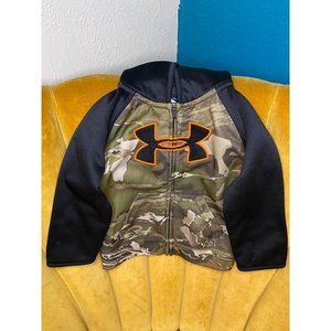UNDER ARMOR JACKET 18 Mo.- Camo Black Orange Hooded Zipper - Excellent Condition